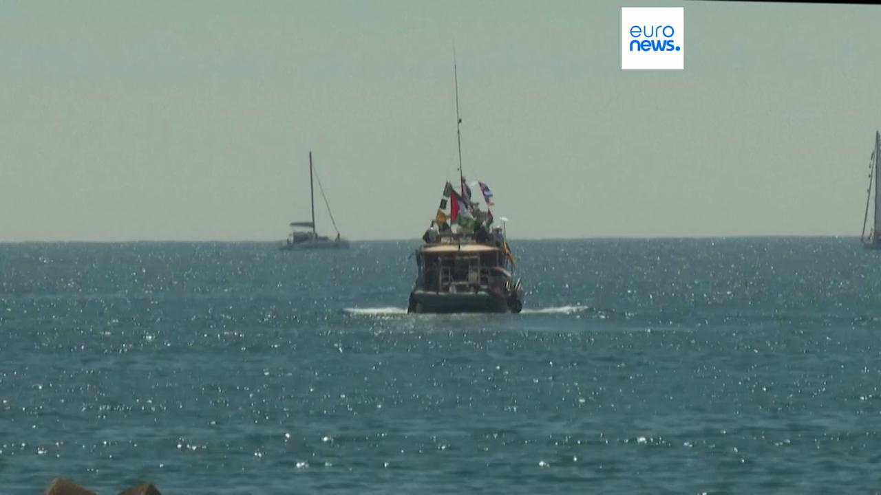 Video thumbnail for Flotilla carrying activists and aid for Palestinians in Gaza sets sail from Spain