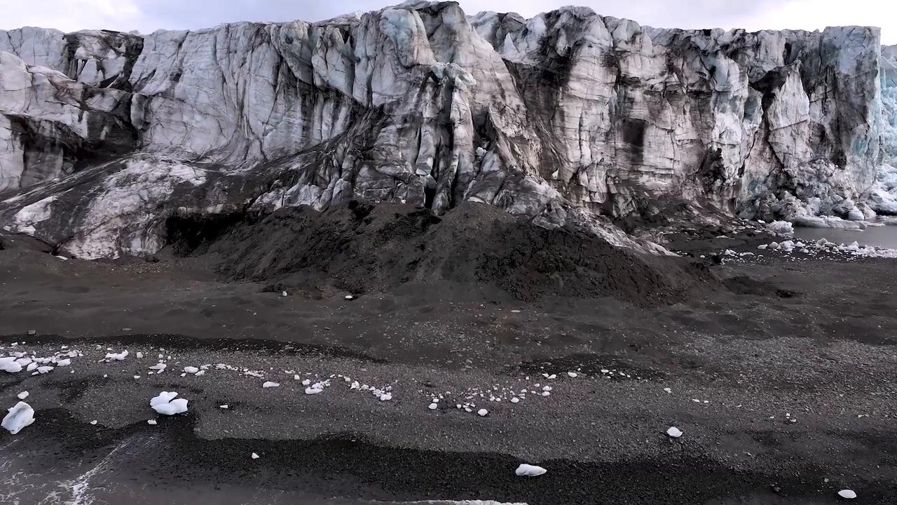 Video thumbnail for Antarctica: Drone captures sea ice edge during Turkish Arctic expedition in Norway's Svalbard.
