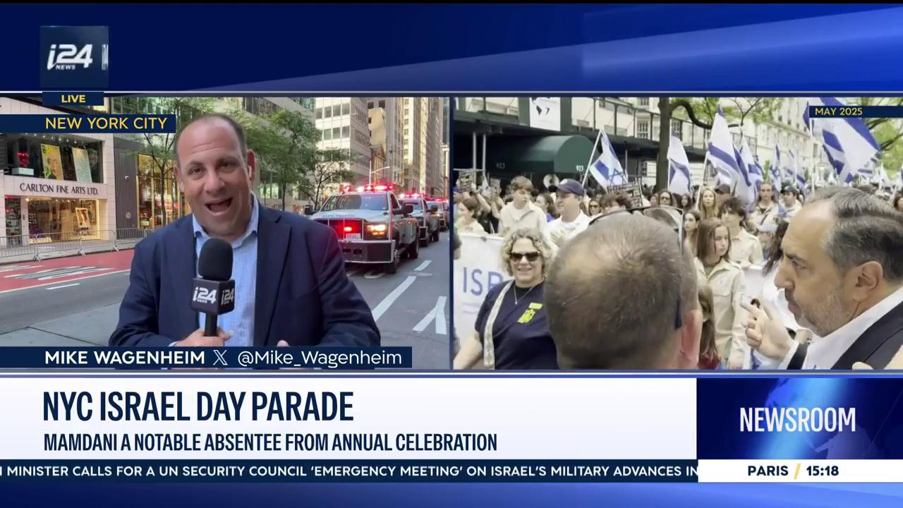 Video thumbnail for NYC Israel Day Parade: Mamdan a notable absentee from annual celebration