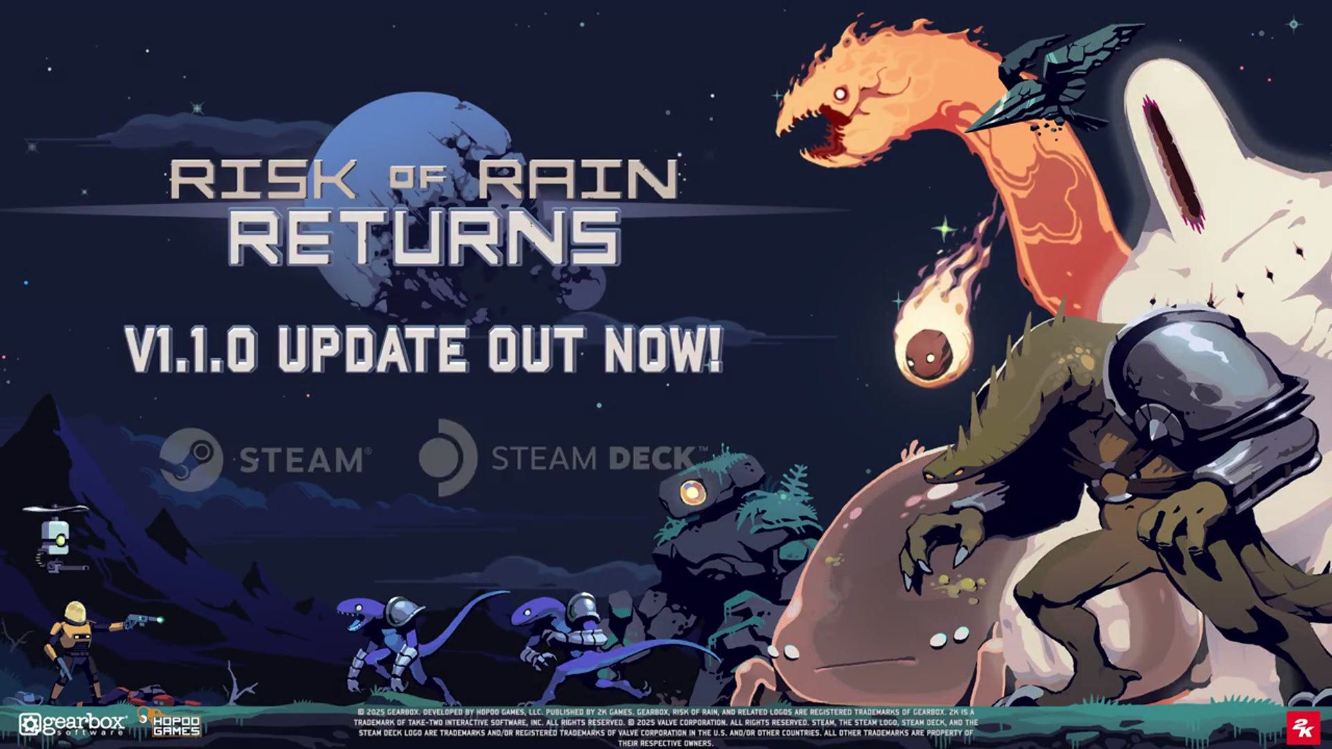 'Video thumbnail for Risk of Rain Returns - Official Version 1.1.0 Update Launch Trailer'