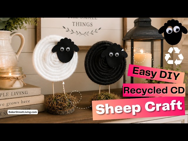 Video thumbnail for DIY Sheep Craft from a Recycled CD | Easy Upcycled Farmhouse Decor Idea