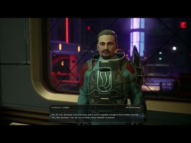 Video thumbnail for The Outer Worlds 2 - The Saboteur of Paradise: Brigadier Montelli Cutscene | Talk To Marshal Corbin