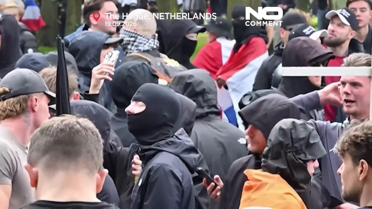 Video thumbnail for Police clash with far-right protesters at anti-immigration rally in The Hague