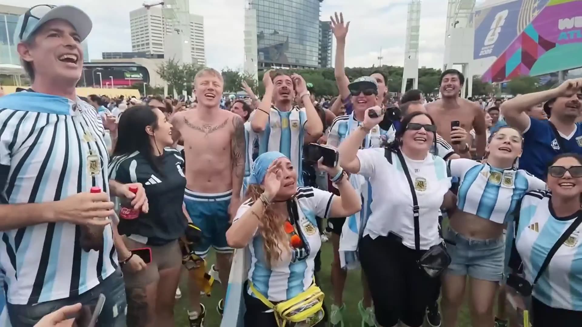 Video thumbnail for US: Argentina fans in Atlanta celebrate World Cup semifinal victory over England.