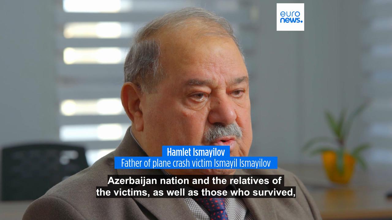 Video thumbnail for Survivors seek justice year after Azerbaijan Airlines plane crash killed 38