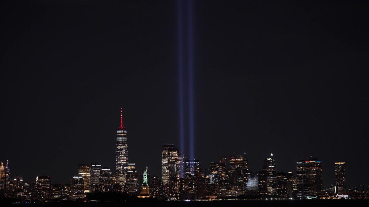 Video thumbnail for US: Tribute in Light tested in New York ahead of 9/11 anniversary.