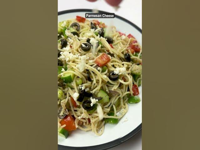 Video thumbnail for Cold Spaghetti Salad | Easy Pasta Salad with Fresh Veggies & Italian Dressing