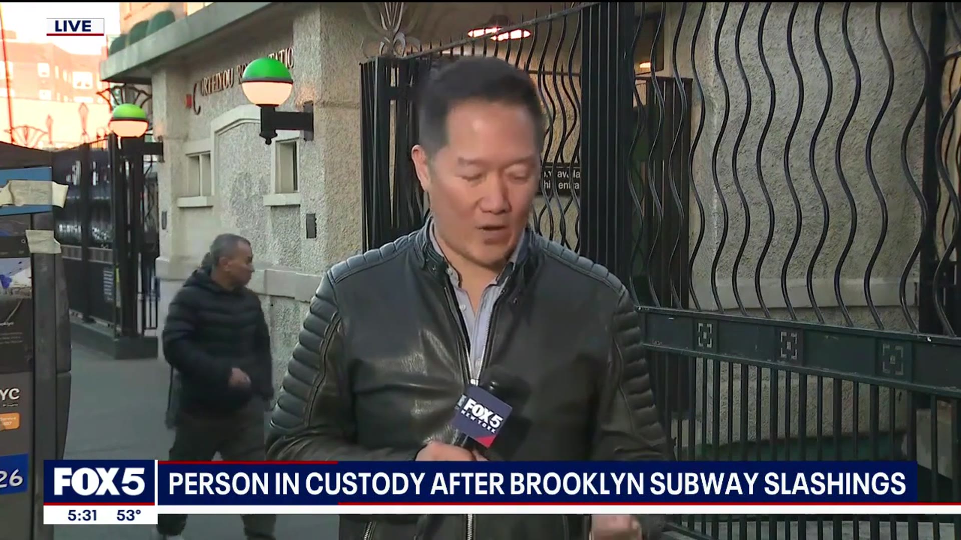 'Video thumbnail for Suspect in Q train slashing taken into custody as police probe link to two more attacks'