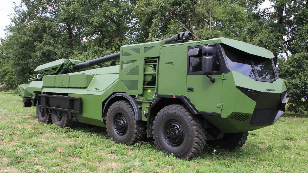 Video thumbnail for CAESAR 155mm 8x8 wheeled self propelled howitzer Nexter Systems France French defense industry