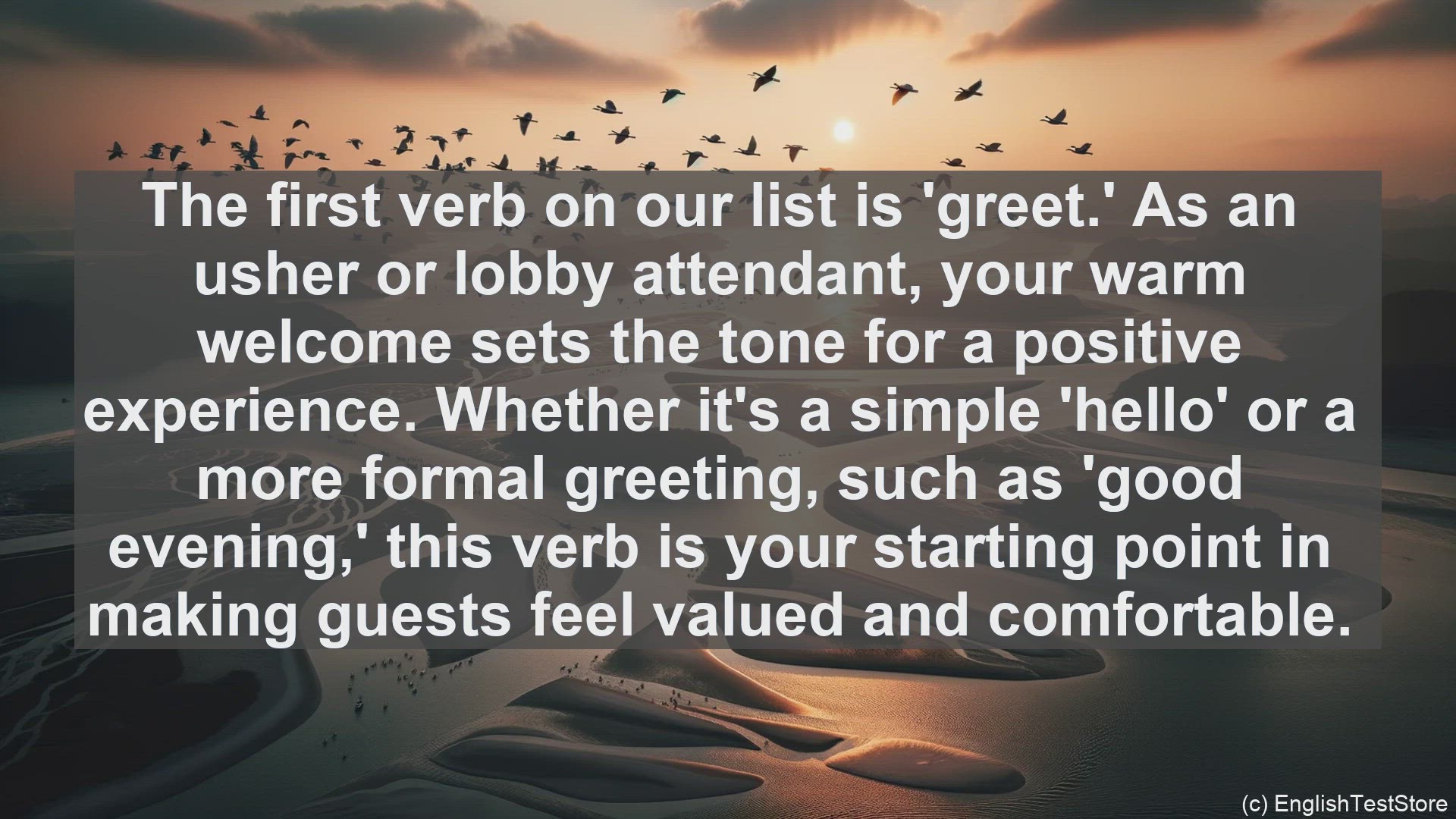 'Video thumbnail for Top 10 English Verbs for Ushers and Lobby Attendants'