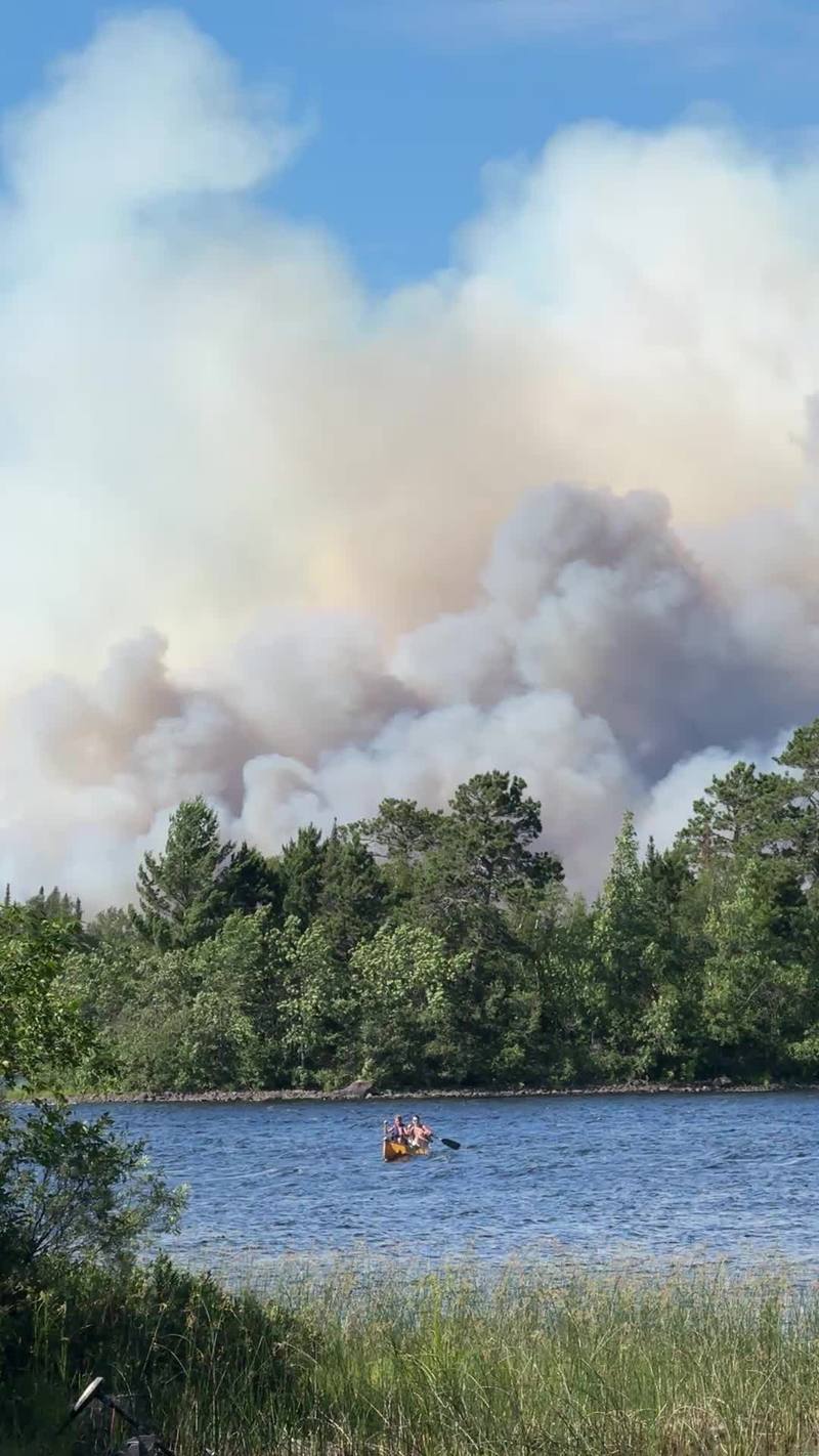 Video thumbnail for Canoeists Watch Massive Wildfire over Fall Lake Minnesota