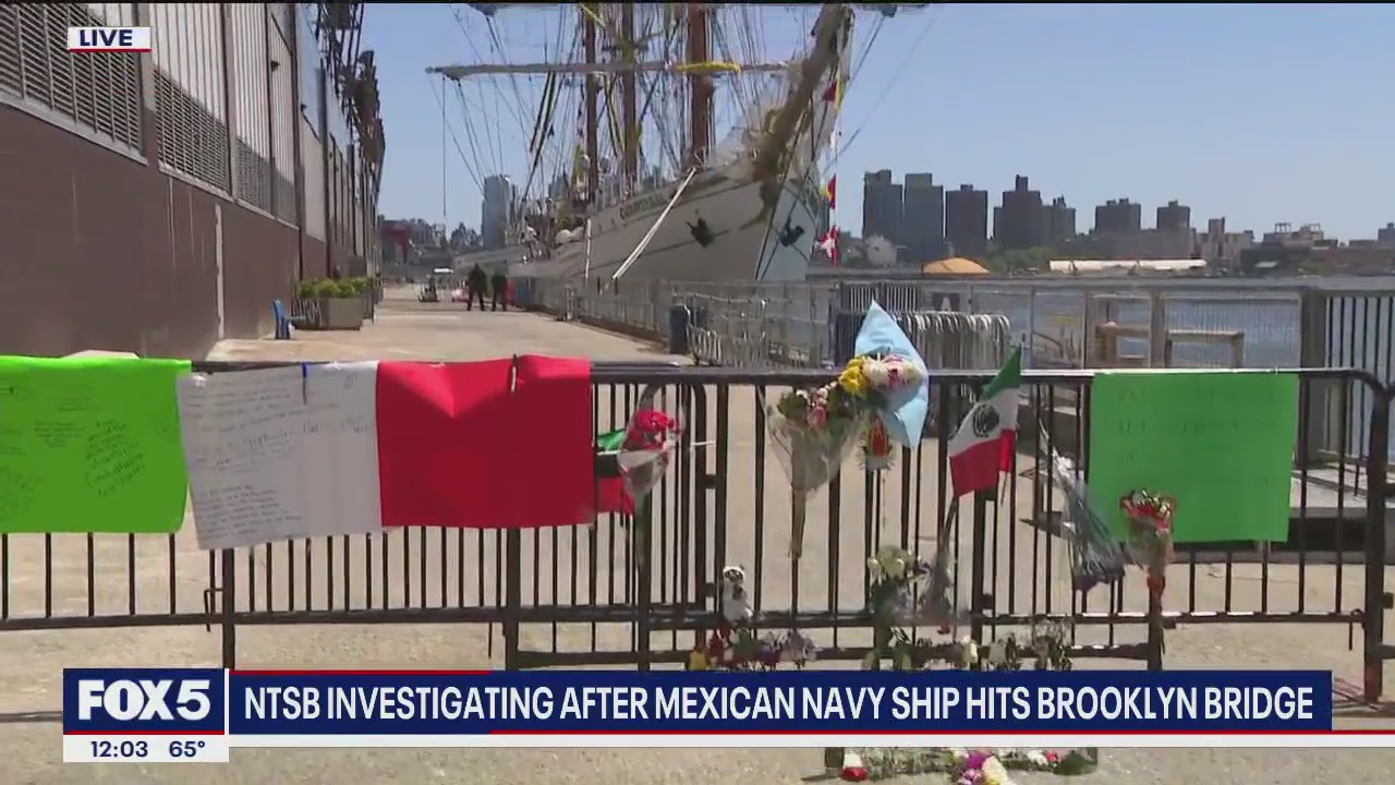 Video thumbnail for NTSB investigating the ship that crashed into the Brooklyn Bridge