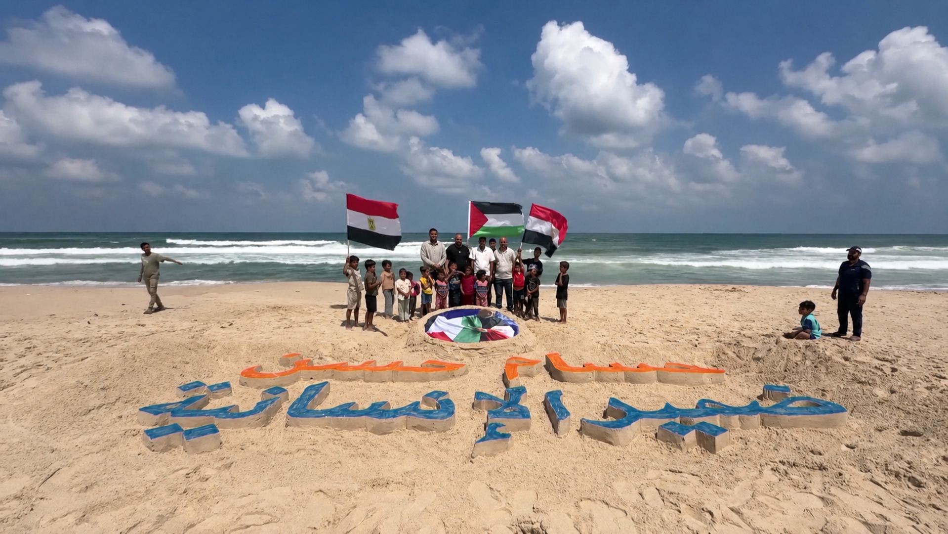 Video thumbnail for Artists in Gaza pay tribute to Egypt coach: Hossam Hassan waved Palestinian flag at world cup