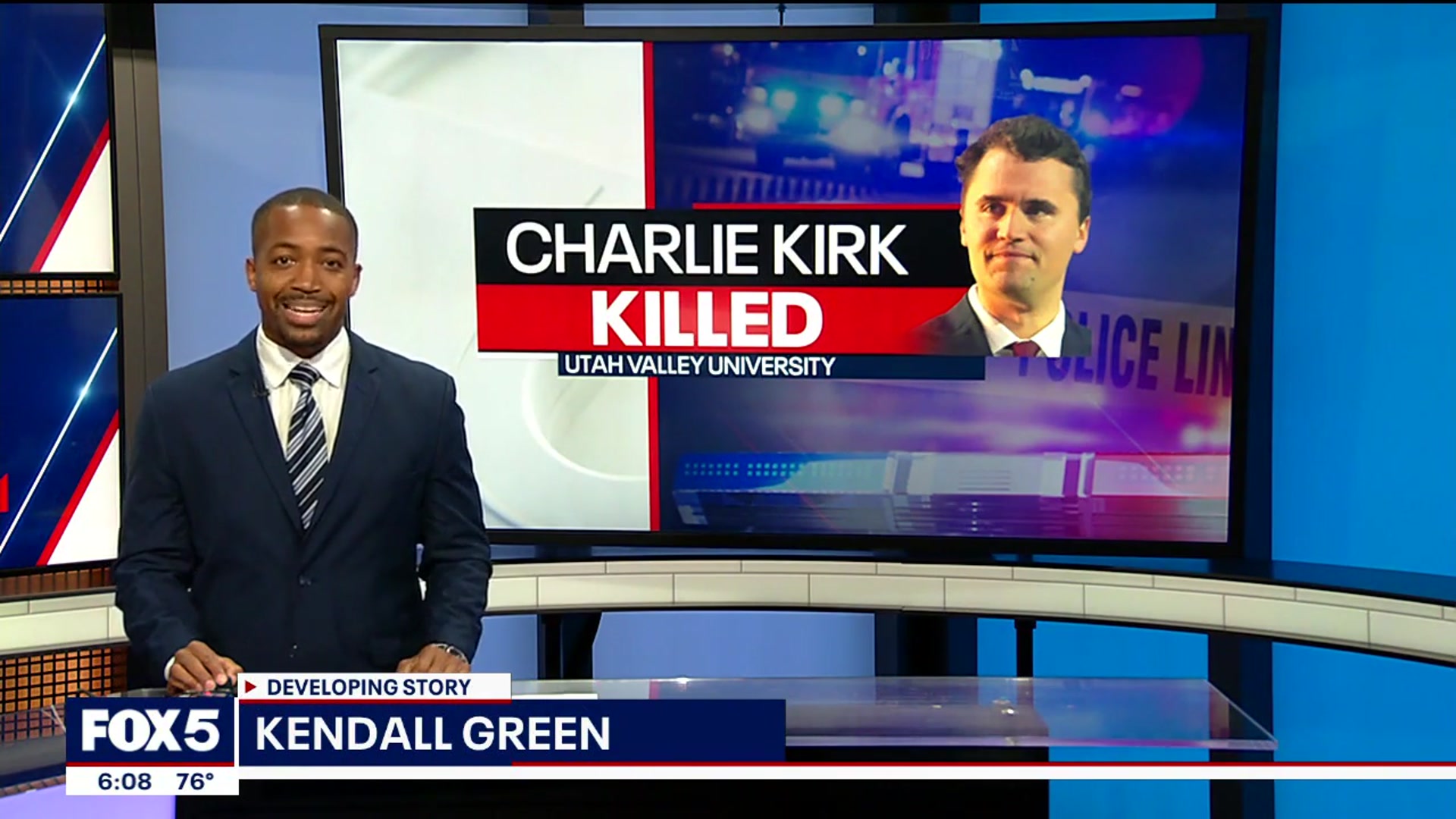 'Video thumbnail for Search for suspect in killing of Charlie Kirk continues'