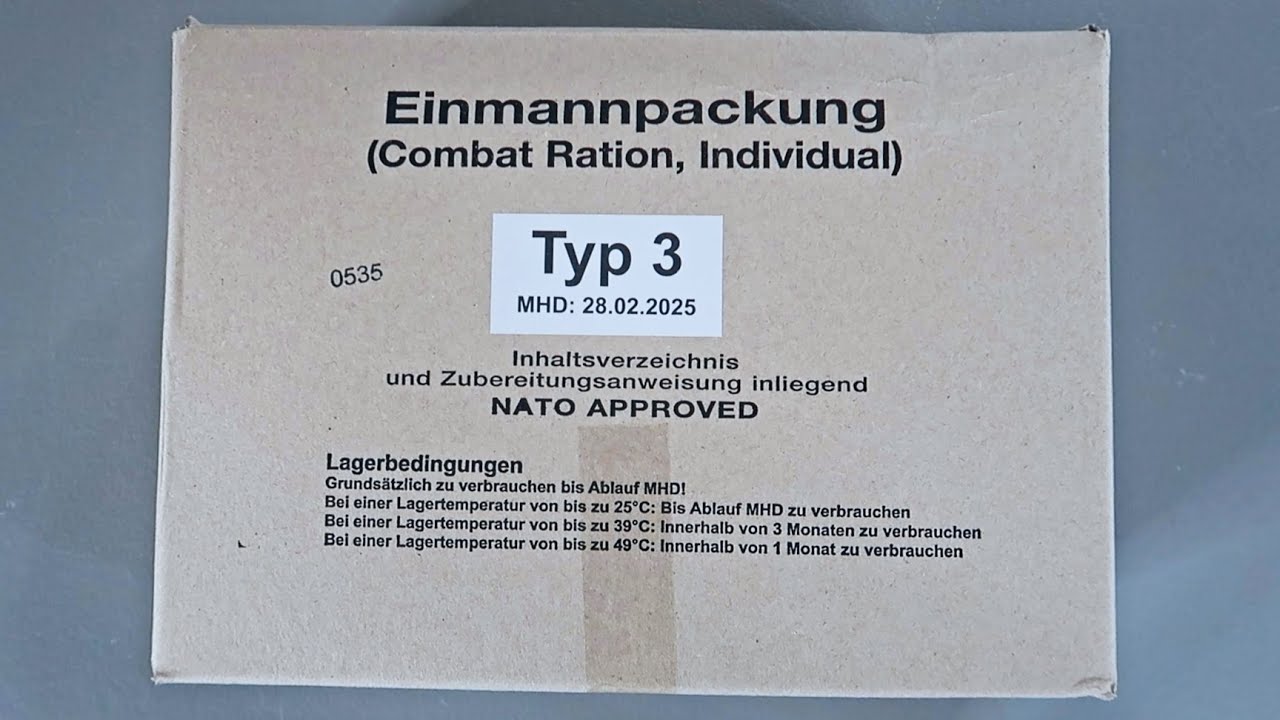 Video thumbnail for Tasting German Military EPA 24Hr Ration (Meal Ready to Eat) NEW Version 2025 BBD Taste Test
