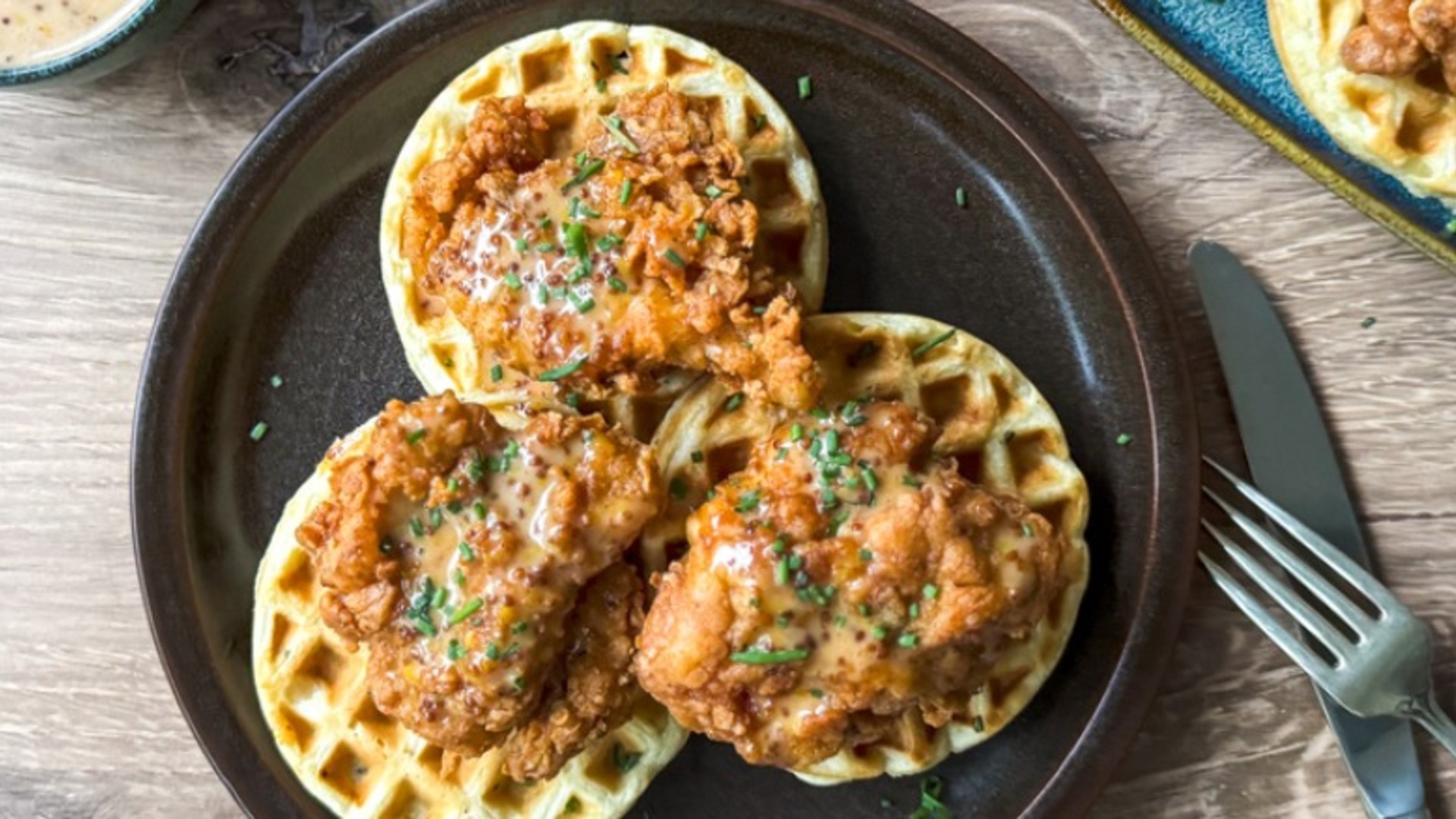 Video thumbnail for Sweet And Savory Crispy Buttermilk Chicken And Waffles Recipe