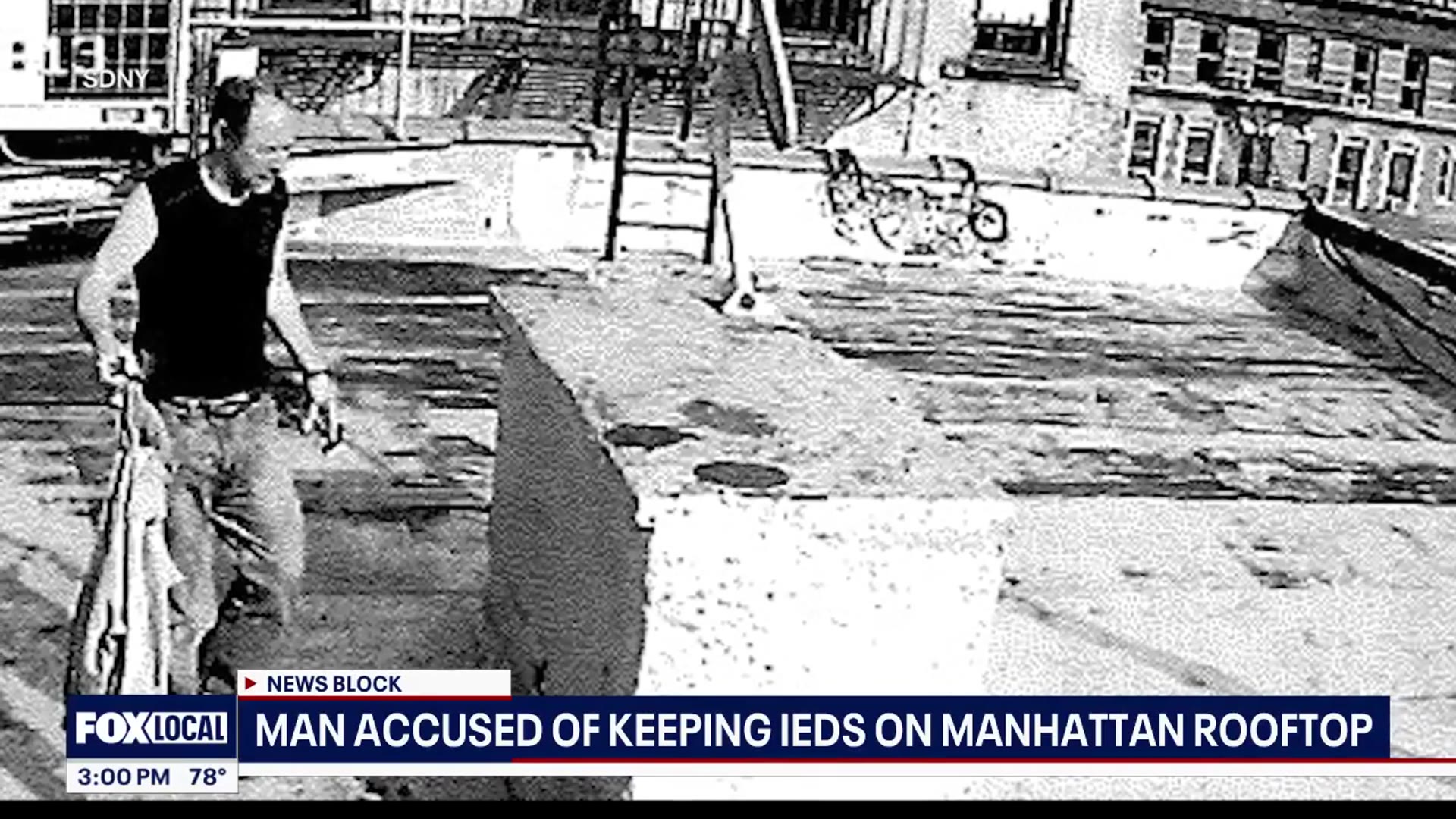 'Video thumbnail for NY News Update: Man allegedly made IEDs, placed them on NYC rooftop and subway tracks'