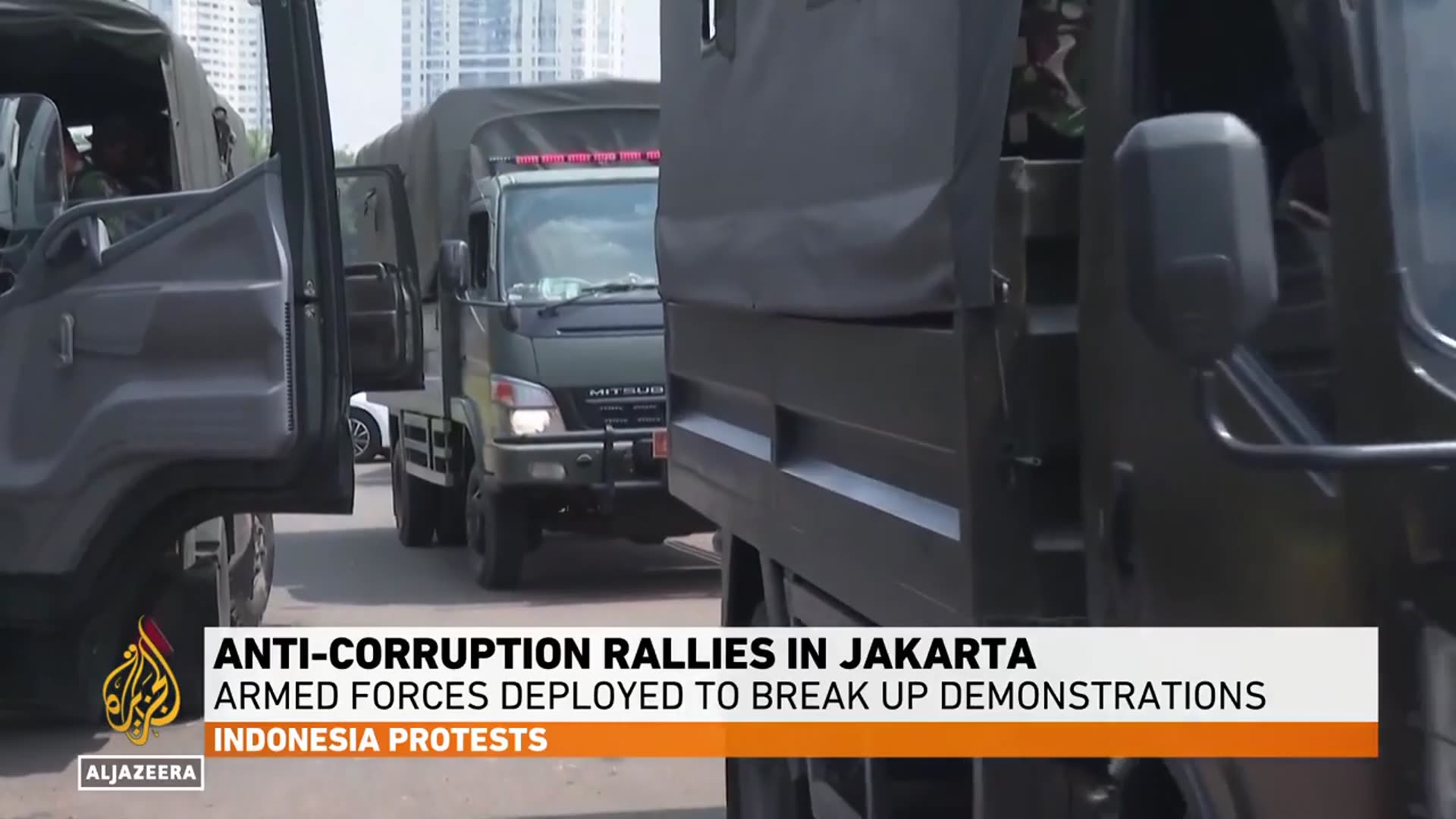 'Video thumbnail for Indonesia deploys armed forces to disperse widespread antigovernment protests'