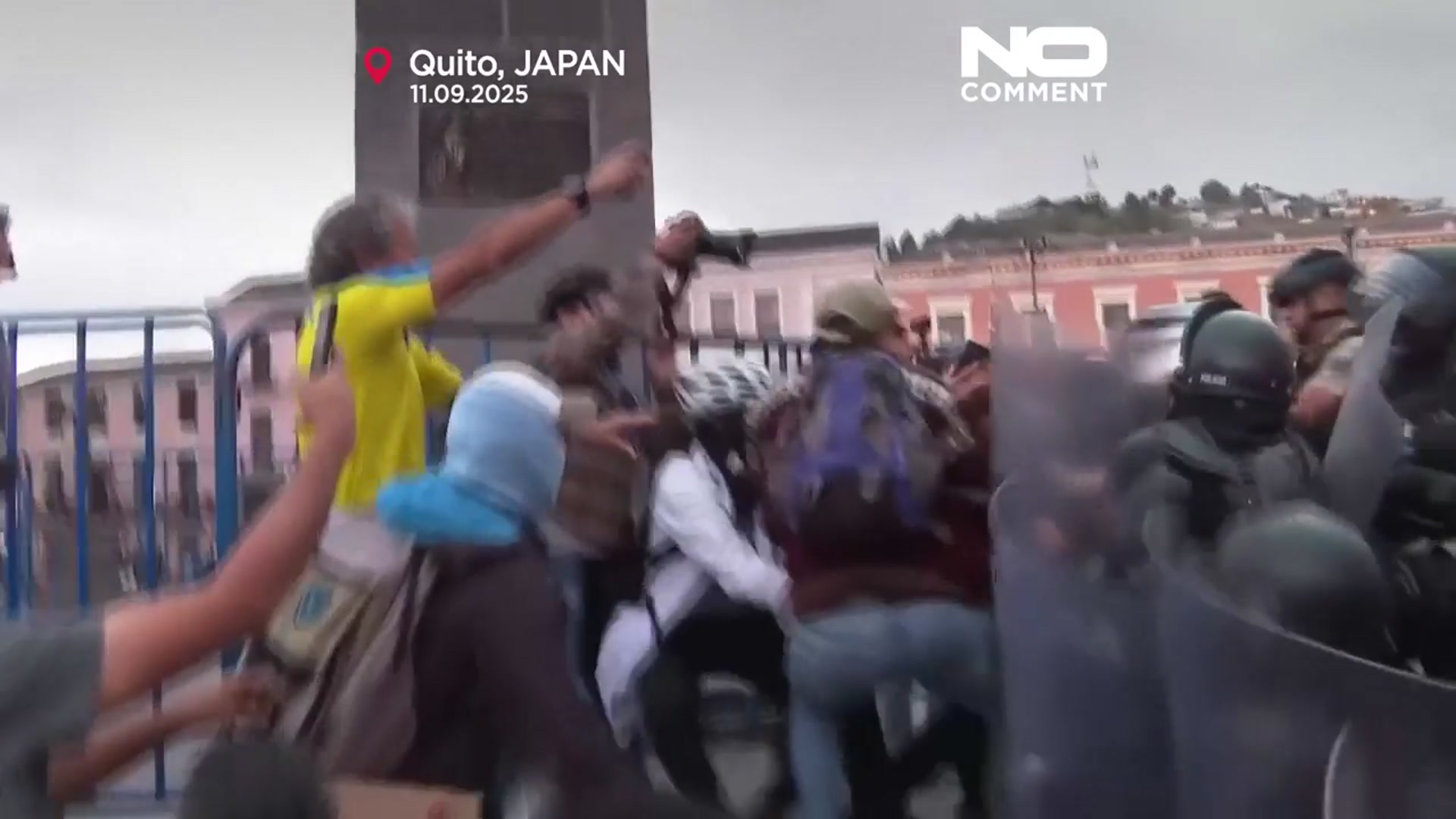 'Video thumbnail for Clashes erupt in Quito as protesters demand president Noboa’s resignation'