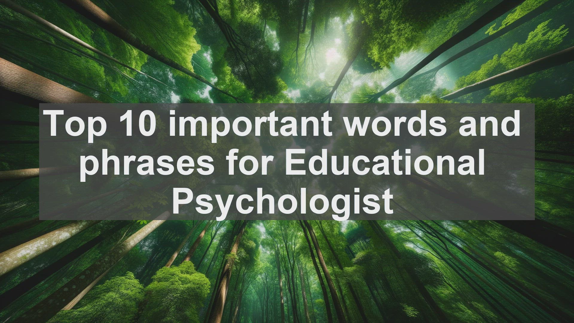 'Video thumbnail for Top 10 important words and phrases for Educational Psychologist'