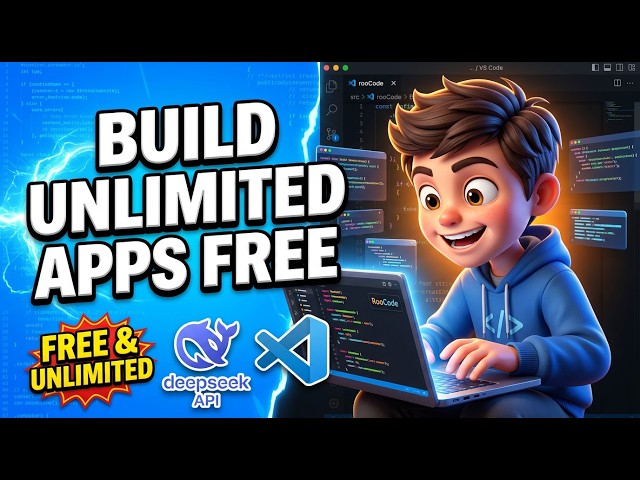 Video thumbnail for Build Unlimited Coding Apps Using Deepseek Flash FREE API Key in VSCode Using RooCode Full Setup