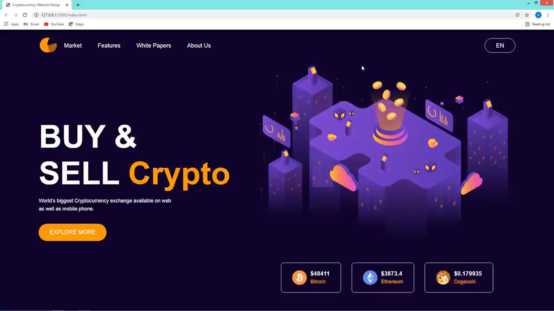 'Video thumbnail for How To Make Cryptocurrency Website In HTML CSS JS _ Add Cryptocurrency Price On Website'