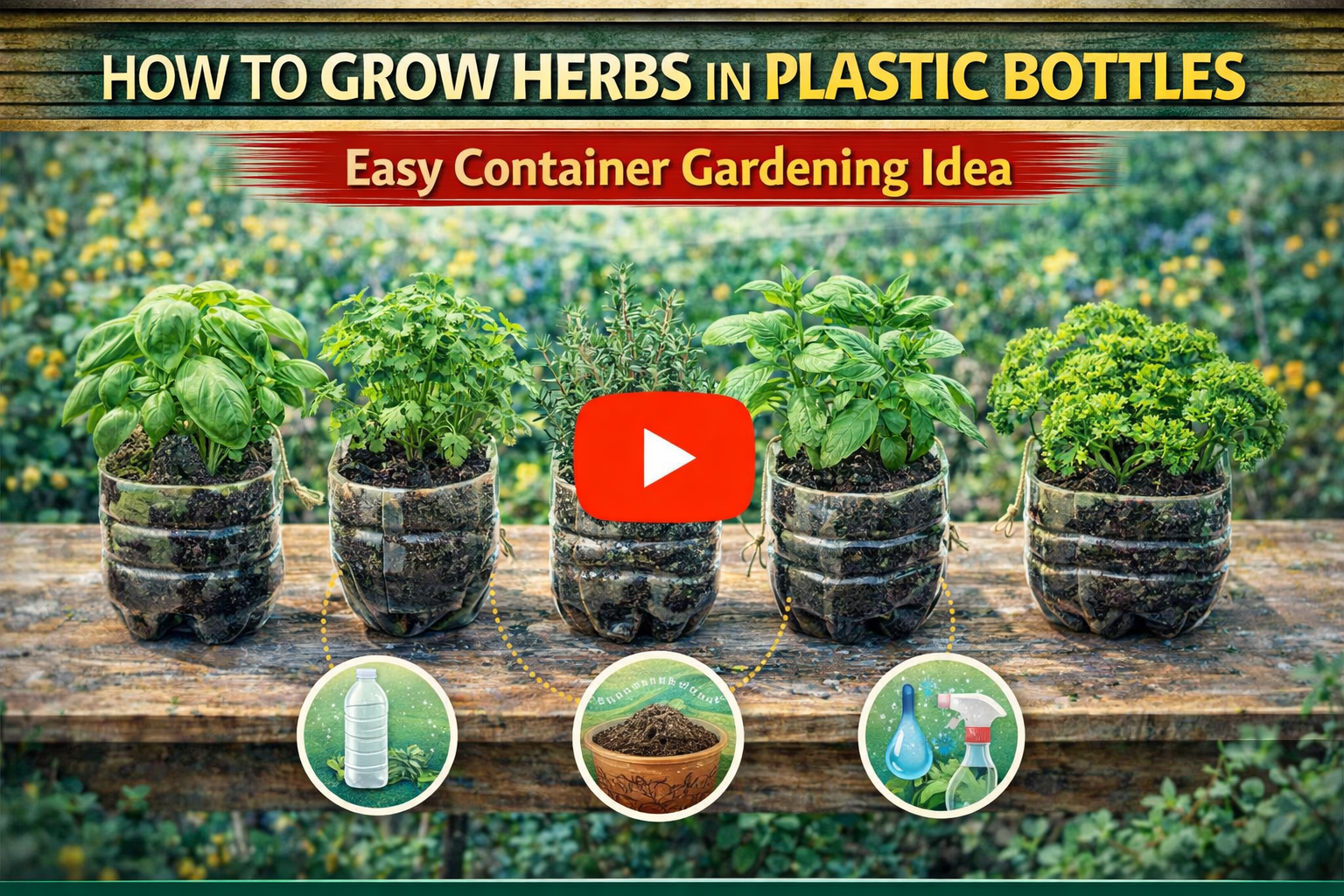 Video thumbnail for How to Grow Herbs in Plastic Bottles | Easy Container Gardening Idea