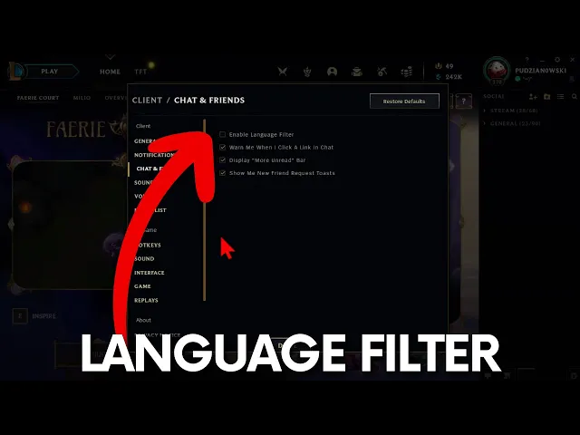 Video thumbnail for How to Enable / Disable Language Filter in League of Legends - Offensive Language Filter in LOL