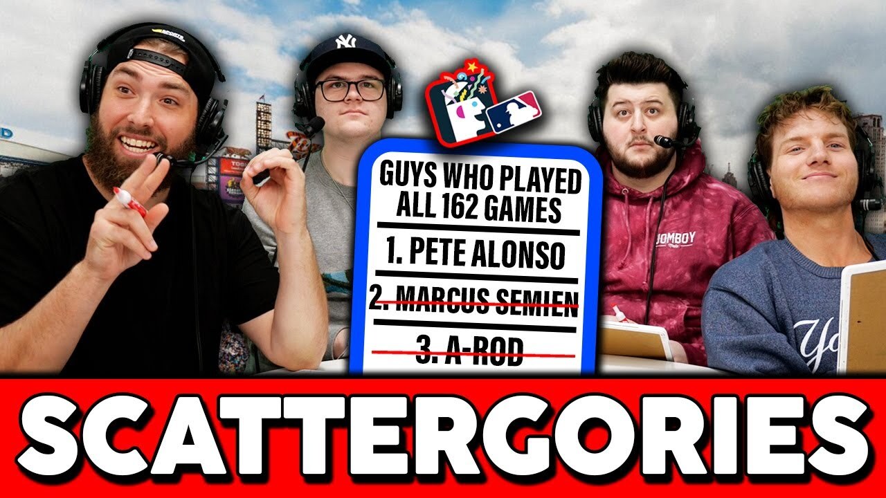 Video thumbnail for Naming MLB players that have played ALL 162 games in a season (Scattegories)