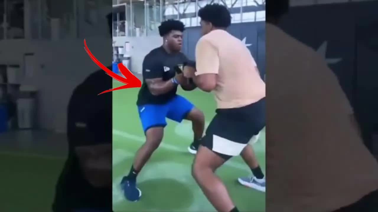 Video thumbnail for #Cowboys Tyler Smith Working On Keeping His Elbows Down Inside...