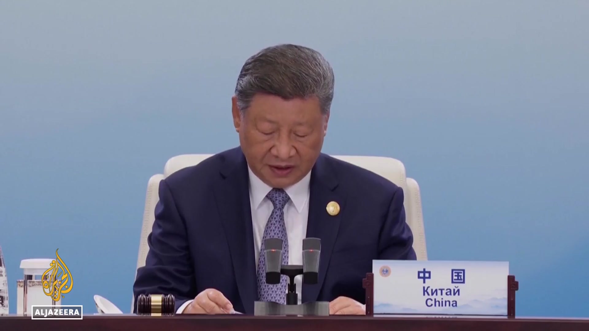 'Video thumbnail for China's Xi Jinping calls for 'greater unity' at SCO summit amid US trade tensions'