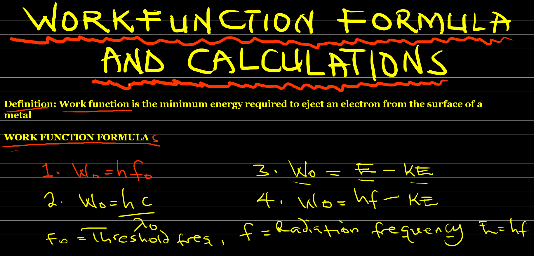 'Video thumbnail for WORK FUNCTION FORMULA AND CALCULATIONS'