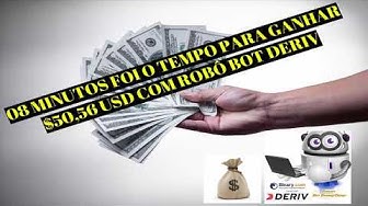 Video thumbnail for ROBÔ BOT DERIV EM APENAS O8 MINUTOS FOI O TEMPO PARA GANHAR $50,56 USD