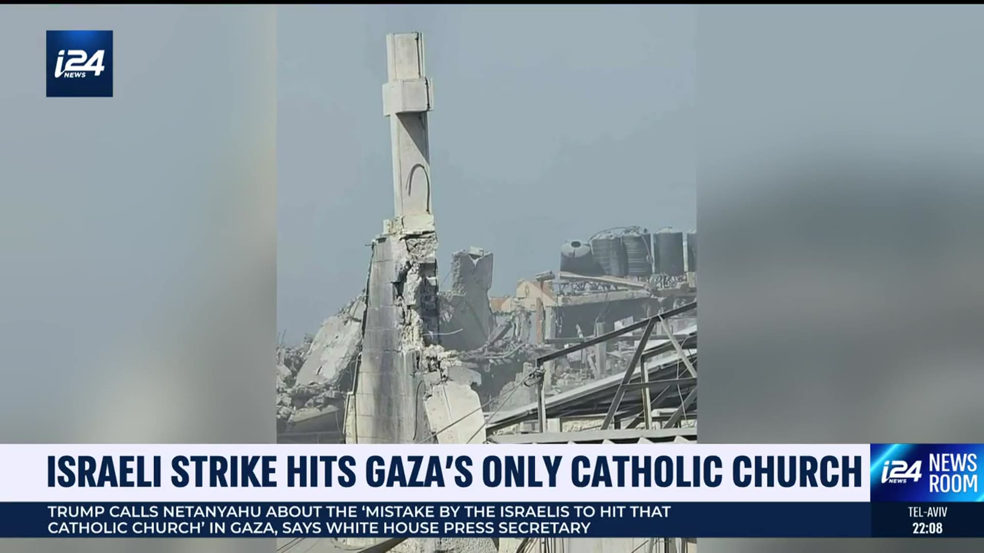 'Video thumbnail for Israeli strike hits Gaza's only Catholic church'