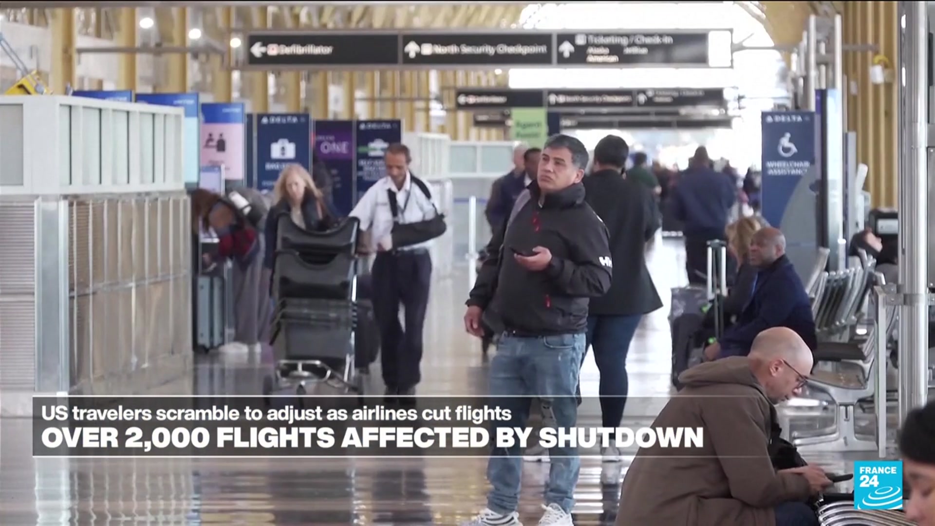 'Video thumbnail for US travellers scramble to adjust as hundreds of flights are cancelled over shutdown'