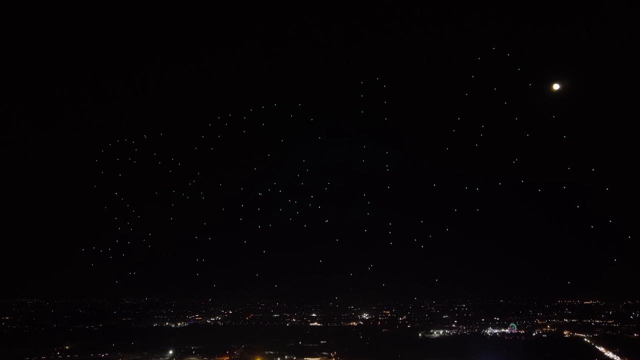 Video thumbnail for Syria: Illuminated Drones During Damascus International Fair.