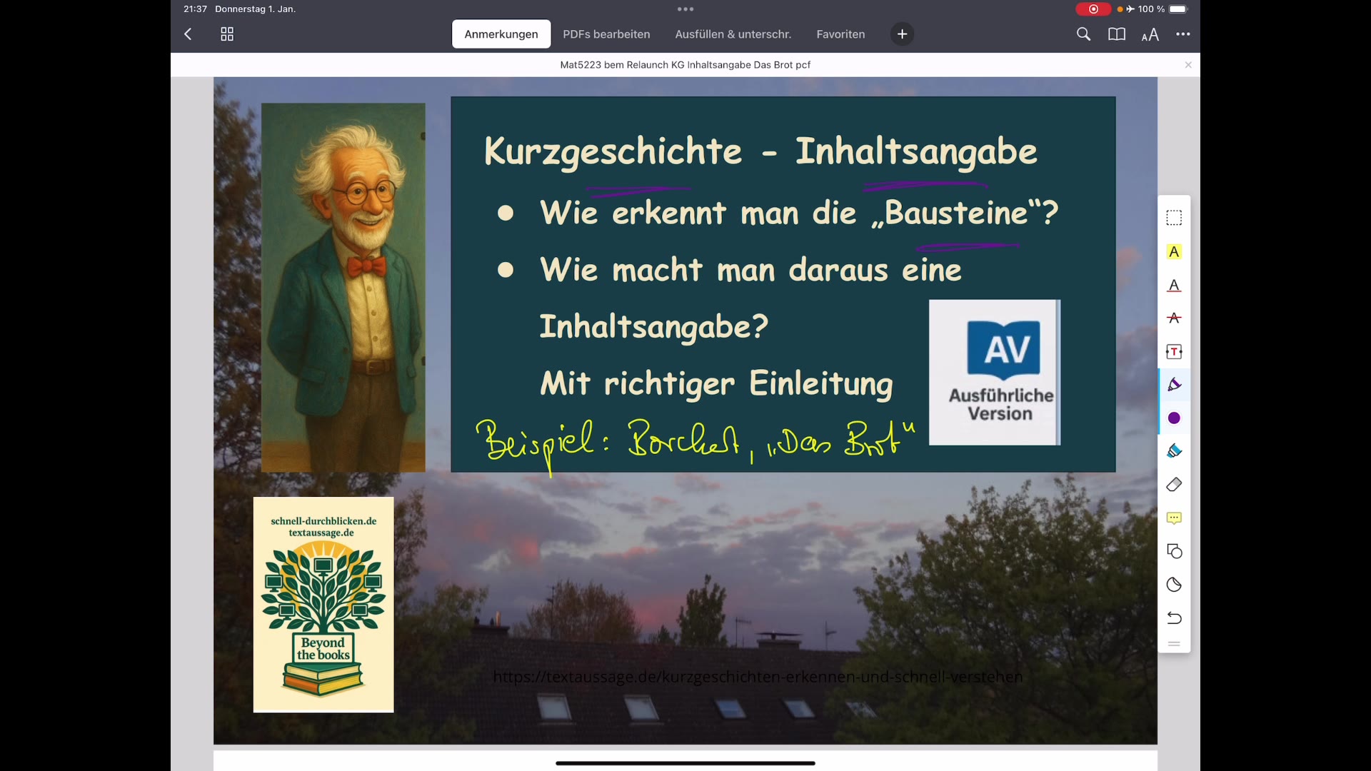 Video thumbnail for Neu: Borchert, "Das Brot" - Inhaltsangabe - Schritt für Schritt entsteht sie "live" am Text