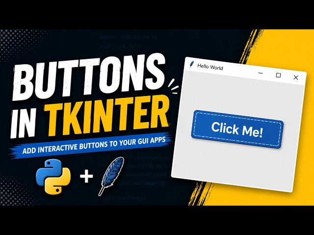 Video thumbnail for Python Tkinter Crash Course #3 - How to create a Buttons in Python Tkinter?