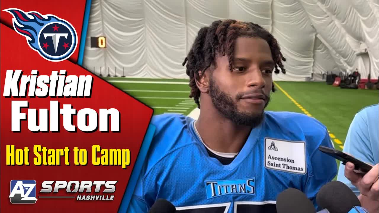 Video thumbnail for Titans CB Kristian Fulton talks about his hot start to camp, improved physicality