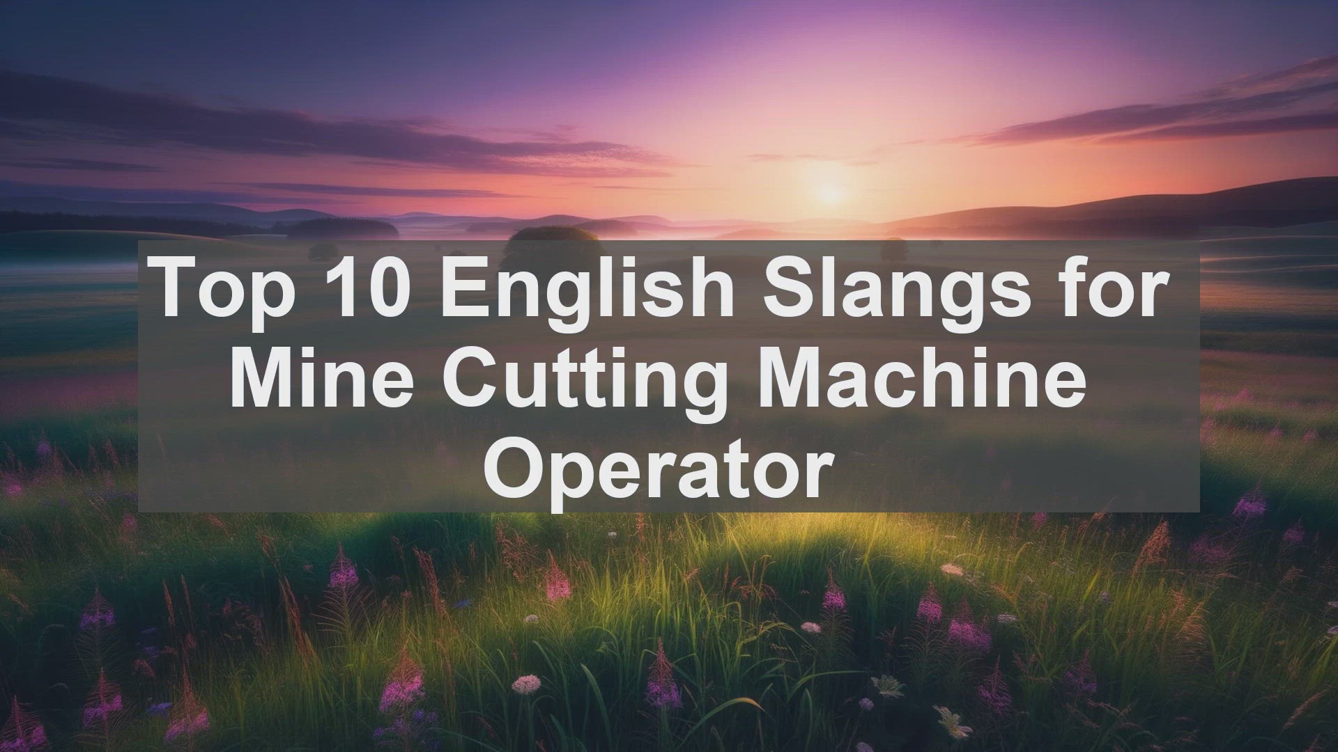 'Video thumbnail for Top 10 English Slangs for Mine Cutting Machine Operator'