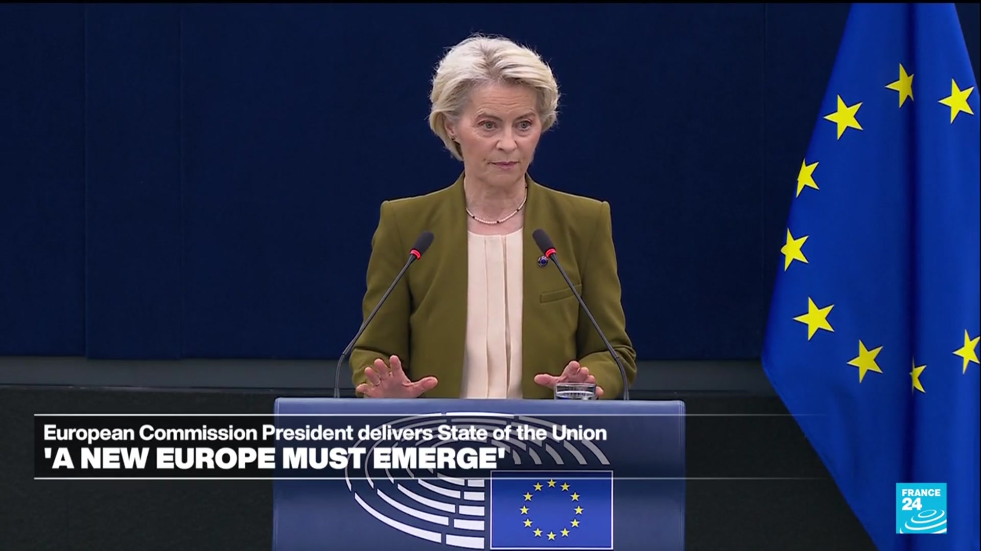 'Video thumbnail for Von der Leyen urges EU to fight for place in 'hostile' world'