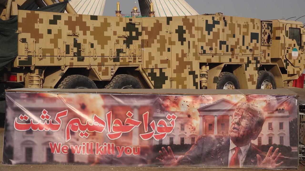 Video thumbnail for Iran: Banner targeting Trump displayed in Tehran’s Azadi Square.