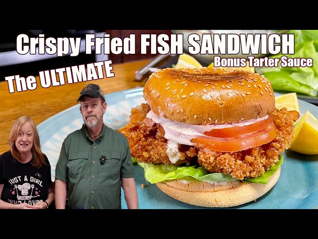 Video thumbnail for The ULTIMATE Crispy Fried FISH SANDWICH Bonus Homemade TARTER SAUCE