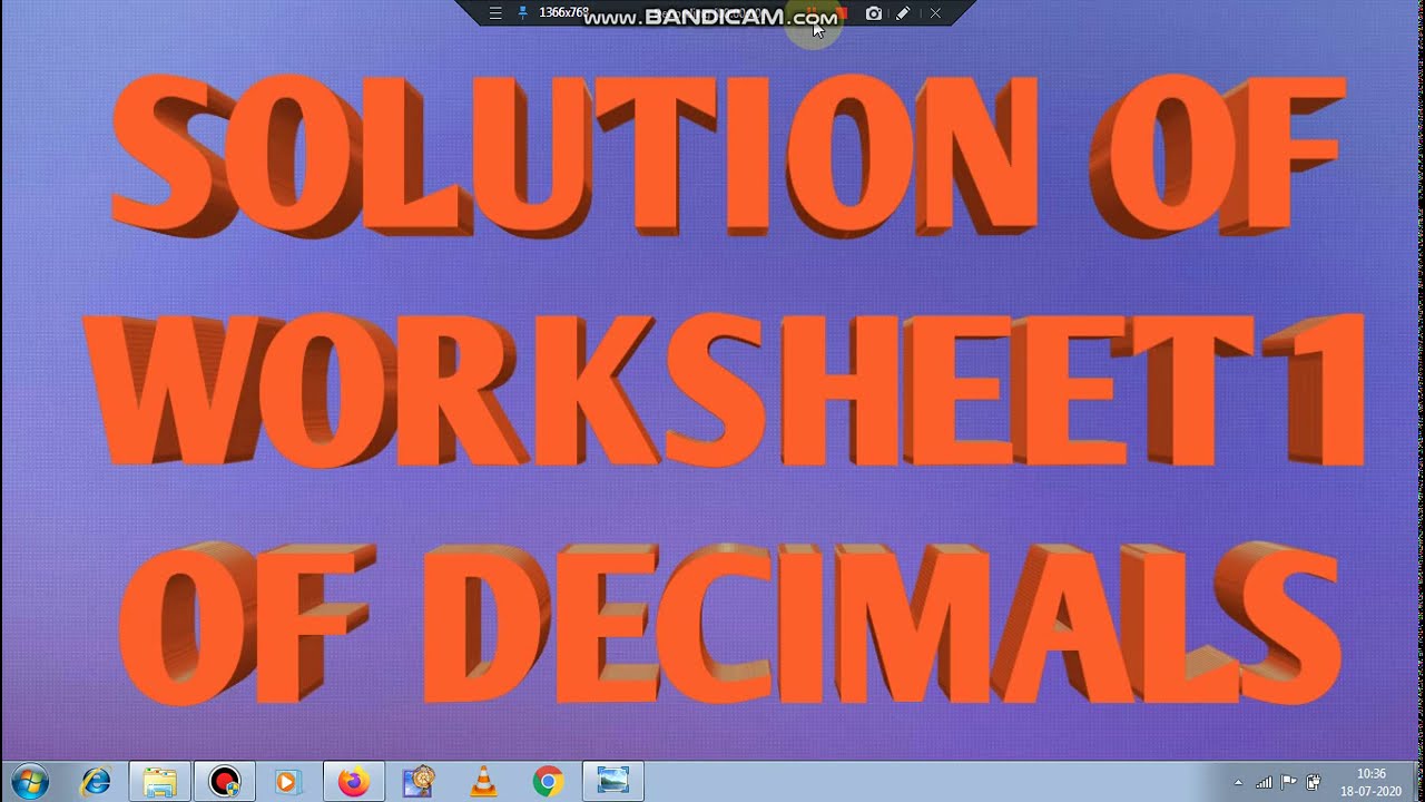 Video thumbnail for SOLUTION OF WORKSHEET 1 ||  DECIMALS||  CLASS V mtaths || solutions of decimals ||
