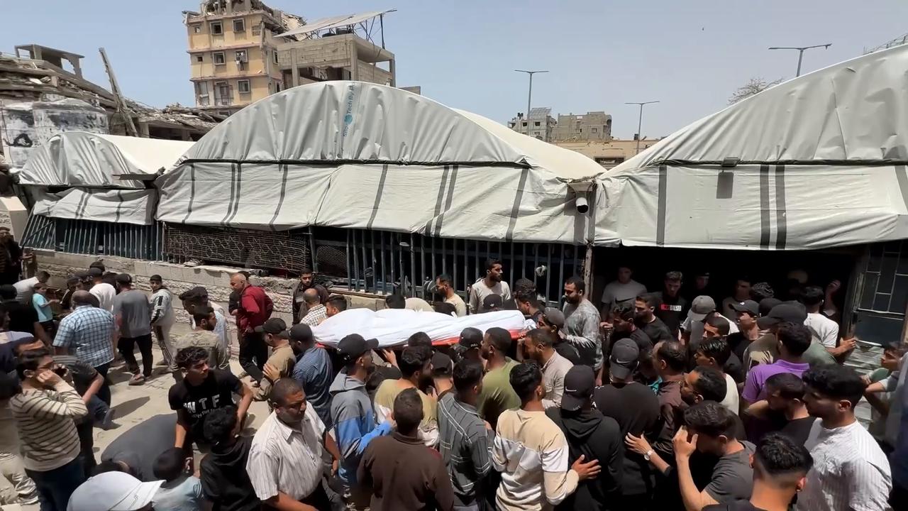 Video thumbnail for Two Palestinians killed in Israeli drone strike laid to rest in Gaza (2).