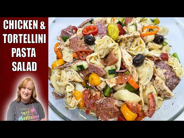 Video thumbnail for ITALIAN PASTA SALAD with TORTELLINI and HOMEMADE Italian Dressing |  Perfect Summer Salad