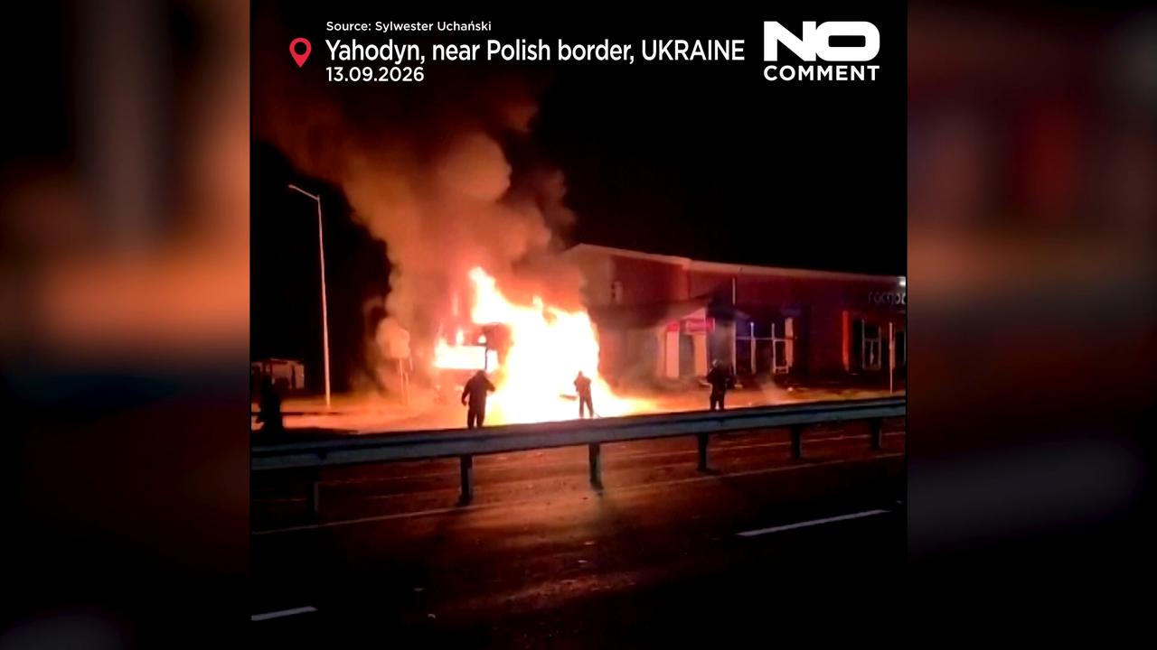 Video thumbnail for Drone strikes hit key Ukraine-Poland supply route, sparking border fires