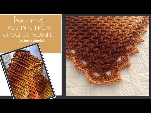 Video thumbnail for Golden Hour Blanket Crochet Tutorial — Easy Free Crochet Blanket Pattern with Gothic Shell Border