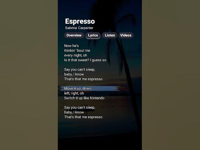 Video thumbnail for Espresso - Sabrina Carpenter (Lyrics) #espresso #sabrinacarpenter #lyrics
