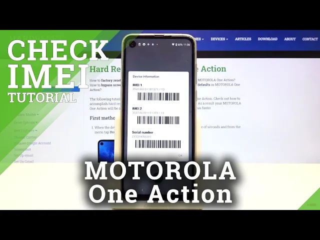 Video thumbnail for How to Check IMEI and SN in MOTOROLA One Action– IMEI Information and Serial Number